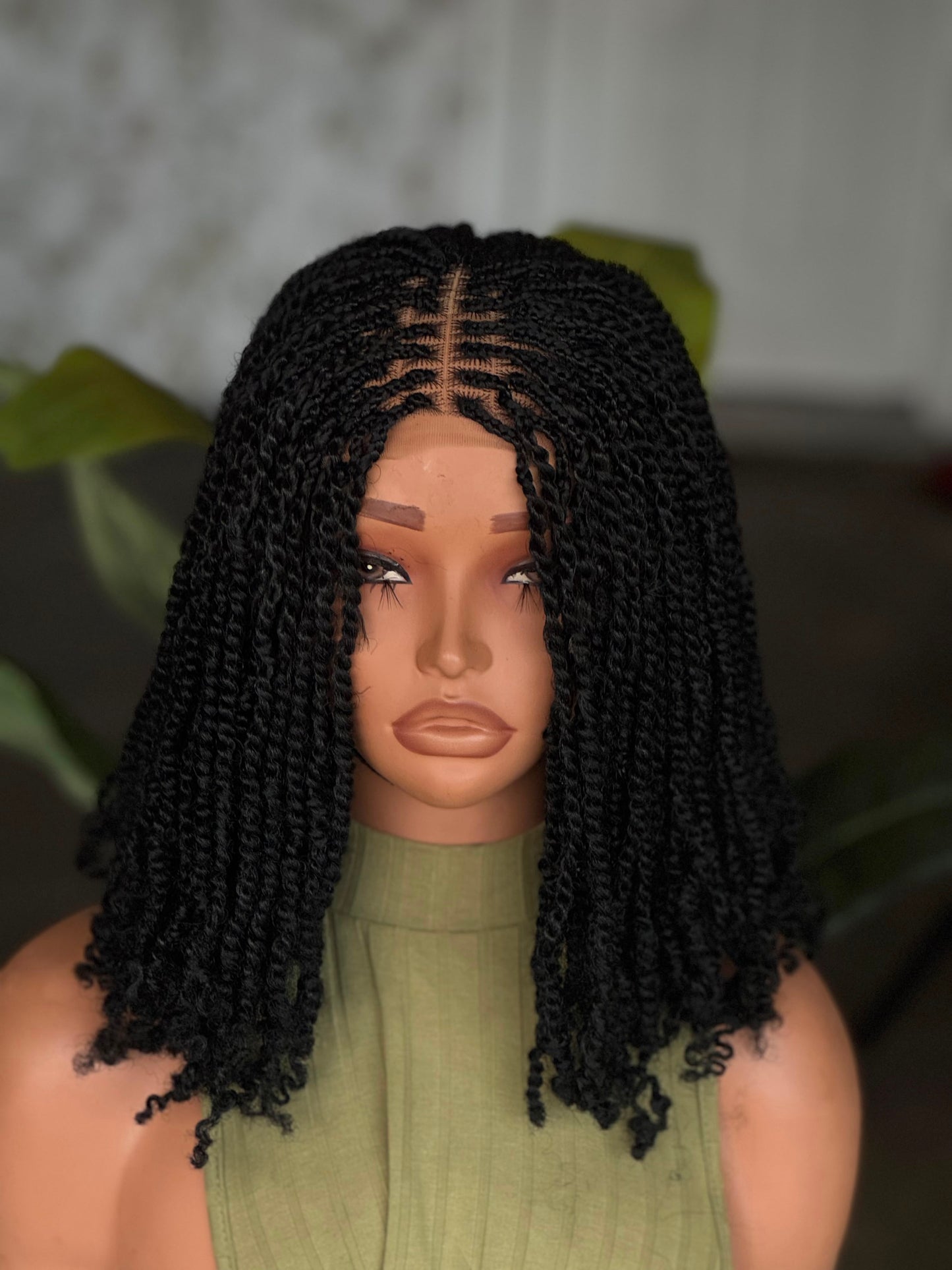 Ready to Ship 5x5 Closure Glueless Kinky Twist Wig 12 inches