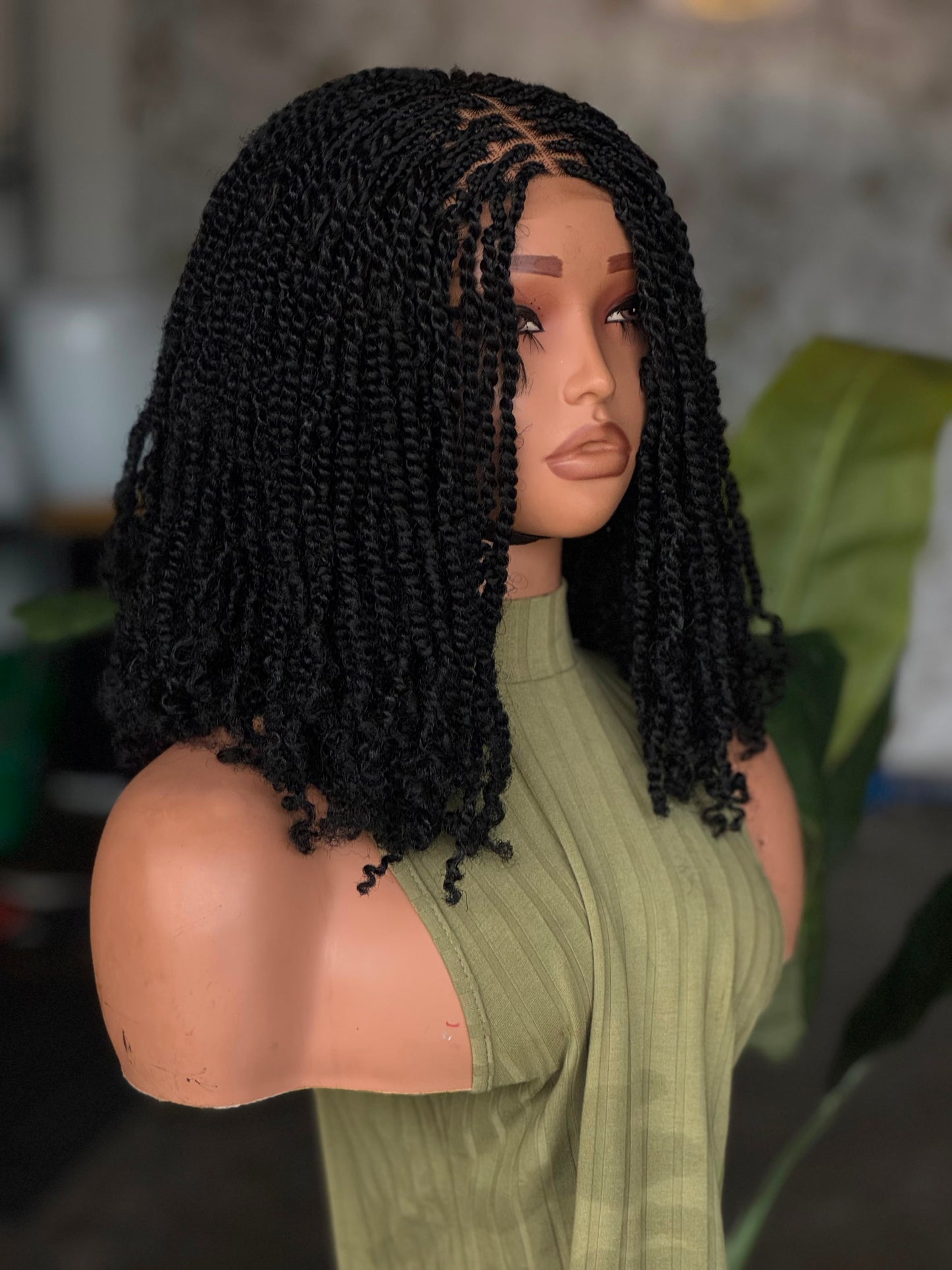 Ready to Ship 5x5 Closure Glueless Kinky Twist Wig 12 inches