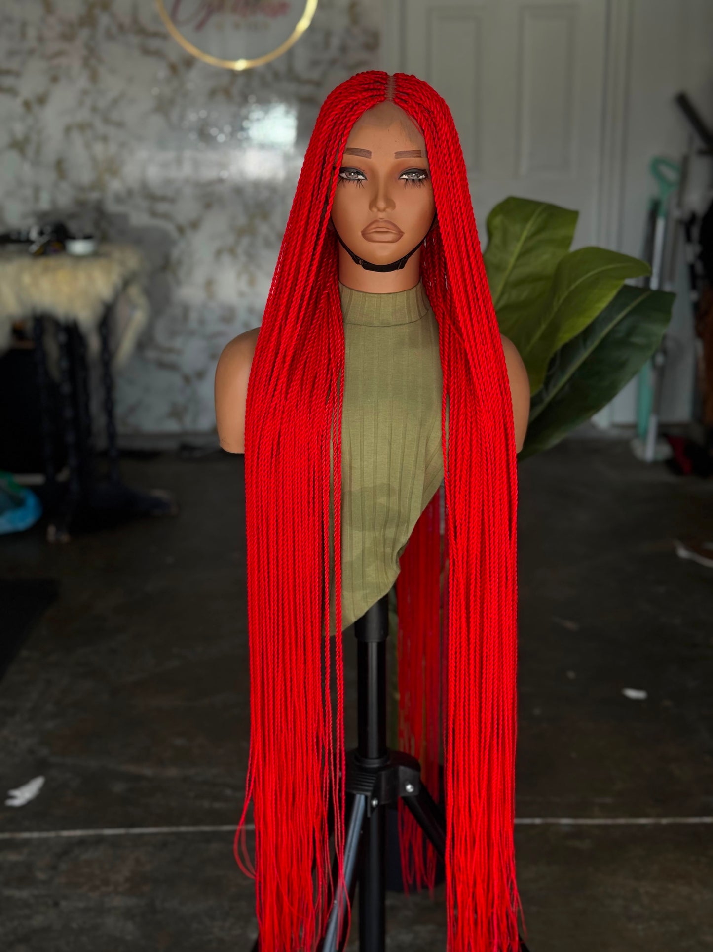 Pre-Order Red Senegalese Twist Unit | 32" Glueless Lace Wig