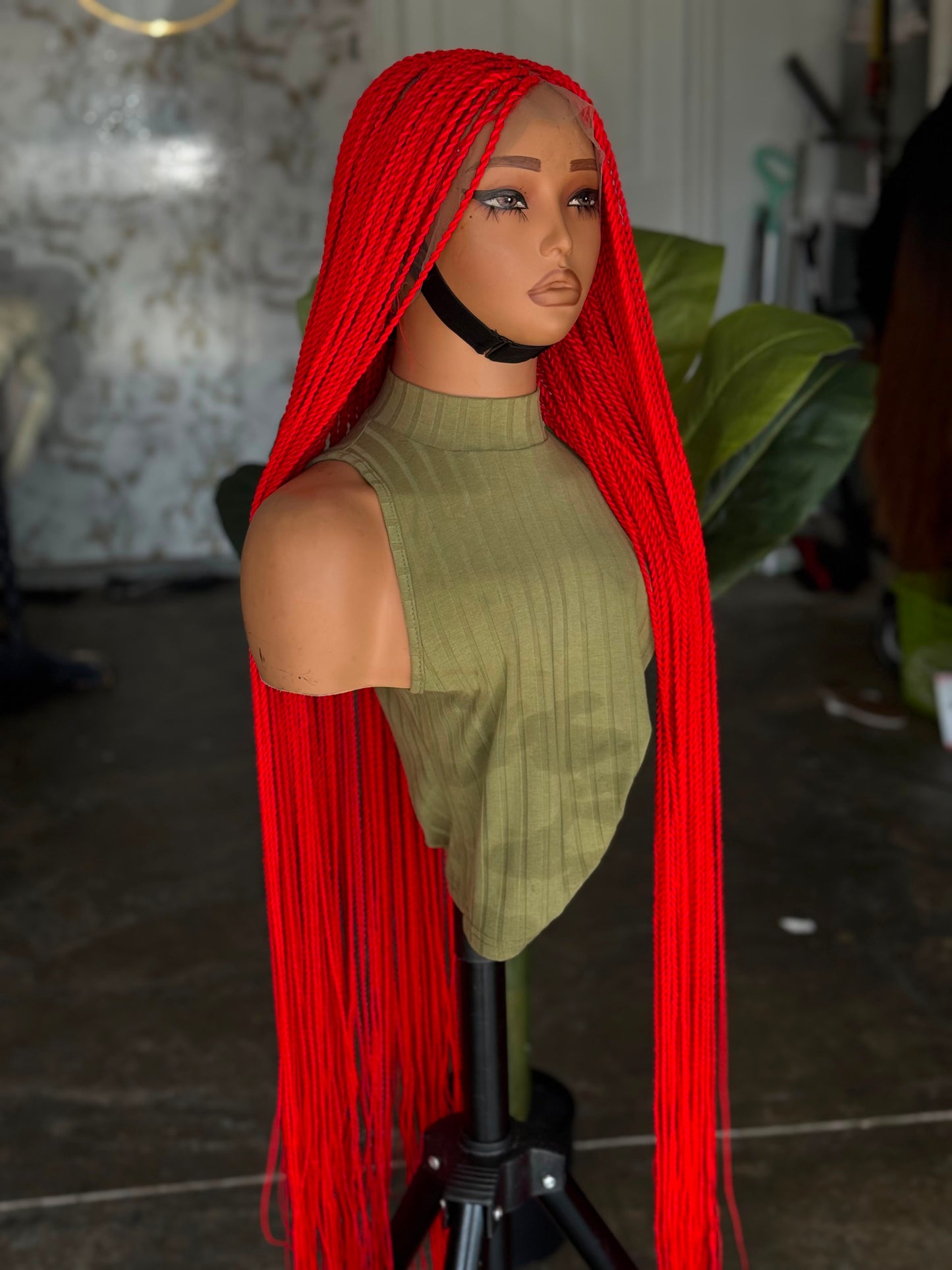 Pre-Order Red Senegalese Twist Unit | 32" Glueless Lace Wig