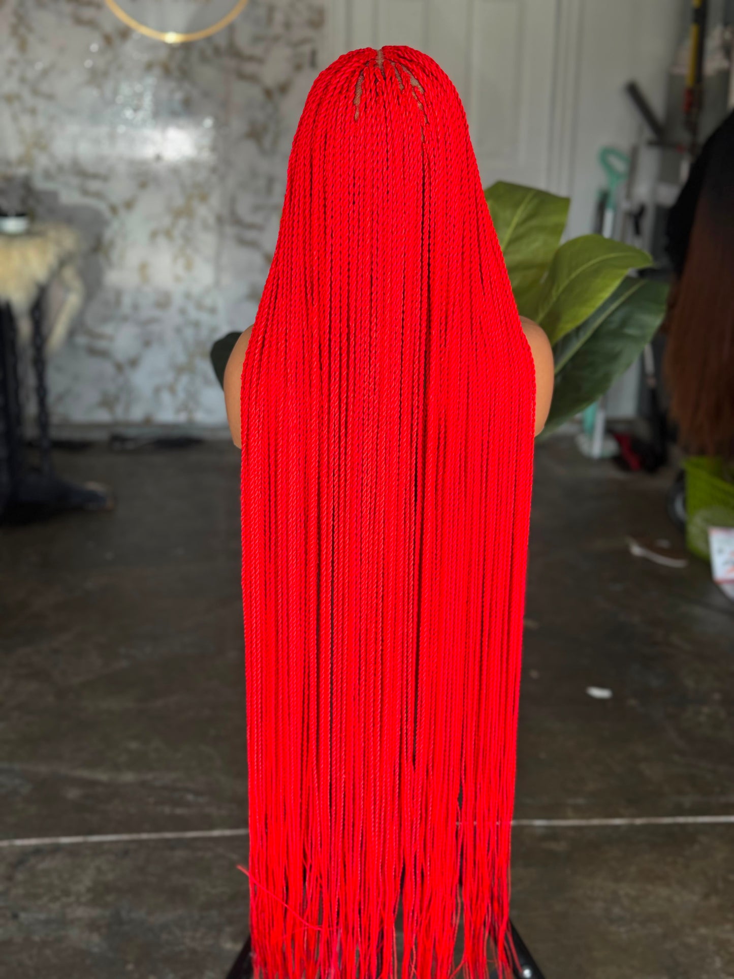 Pre-Order Red Senegalese Twist Unit | 32" Glueless Lace Wig