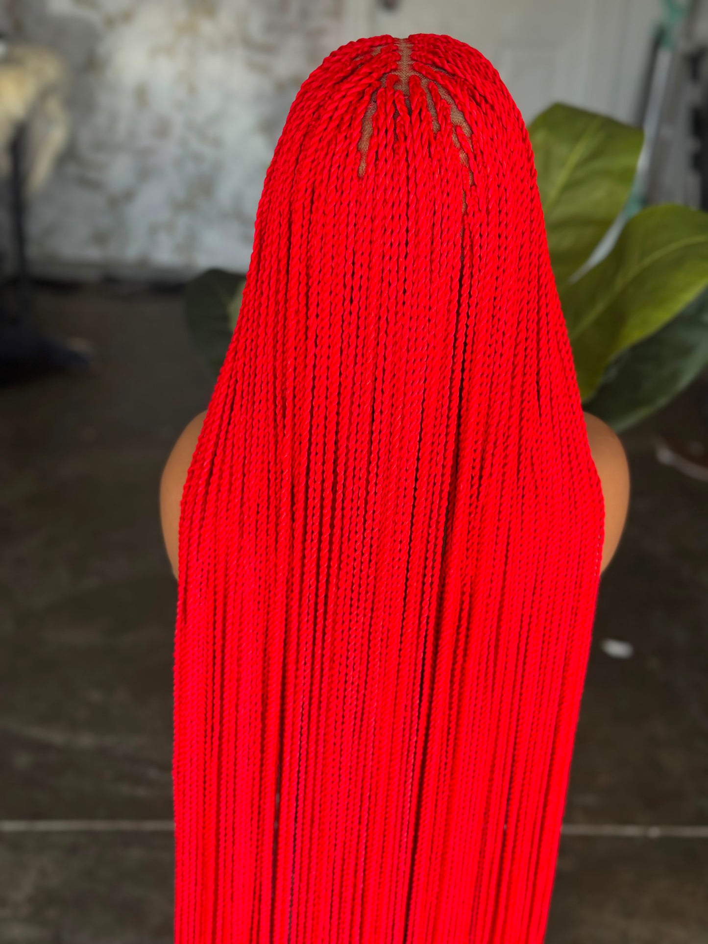 Pre-Order Red Senegalese Twist Unit | 32" Glueless Lace Wig