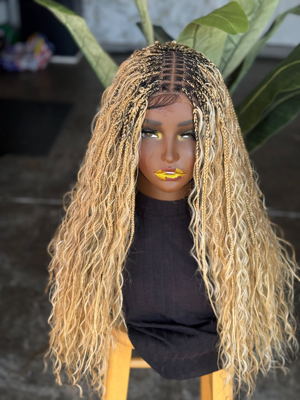 Ready to Ship 18"/20" Boho Braids Glueless Closure Wig | Cap Size 22" (Color 613/#27 Mix)