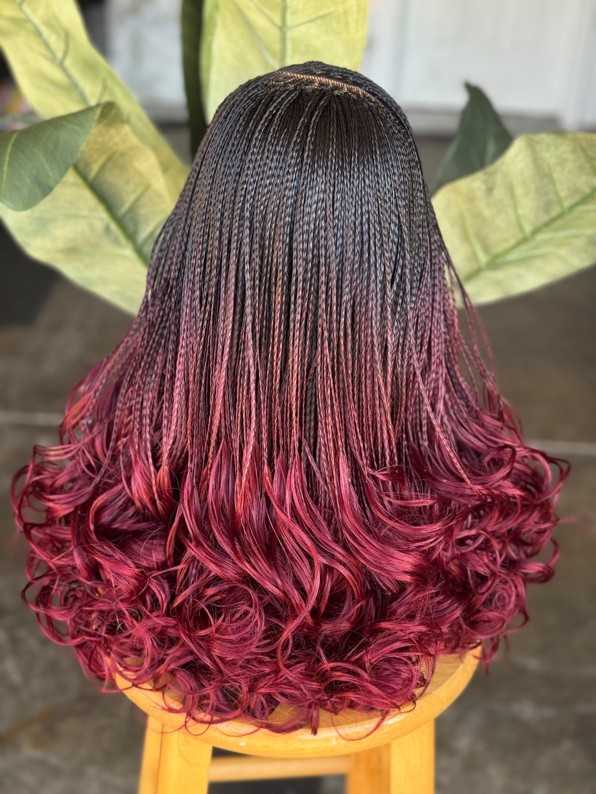 Ready to Ship 18"/20" Burgundy C-Cut Glueless Wig | Cap Size 22"
