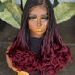 Ready to Ship 18"/20" Burgundy C-Cut Glueless Wig | Cap Size 22"