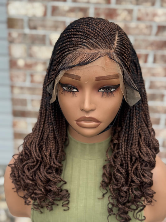 Ready to Ship 12" Cornrow Frontal Glueless Wig | Cap Size 22" (Color 30 with Dark Roots)