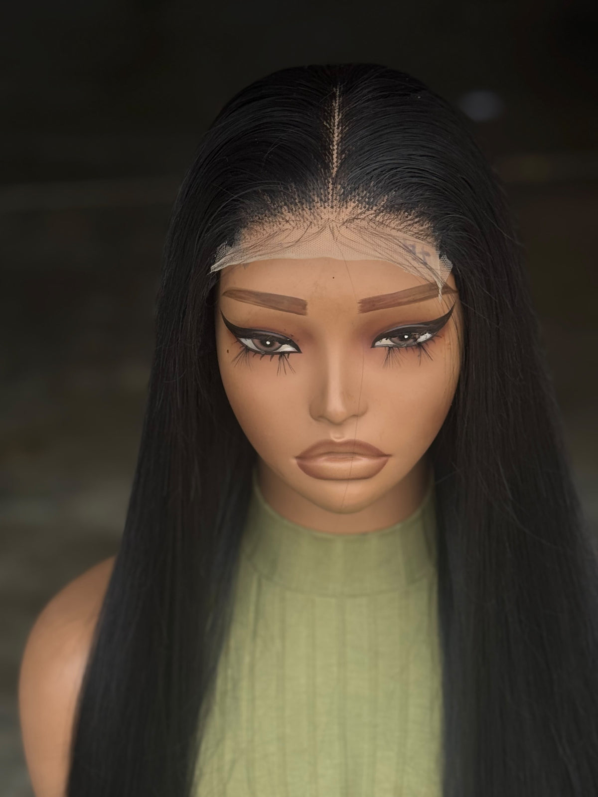 30" Bone Straight Glueless Wig | Human Hair Blend (Natural Black)
