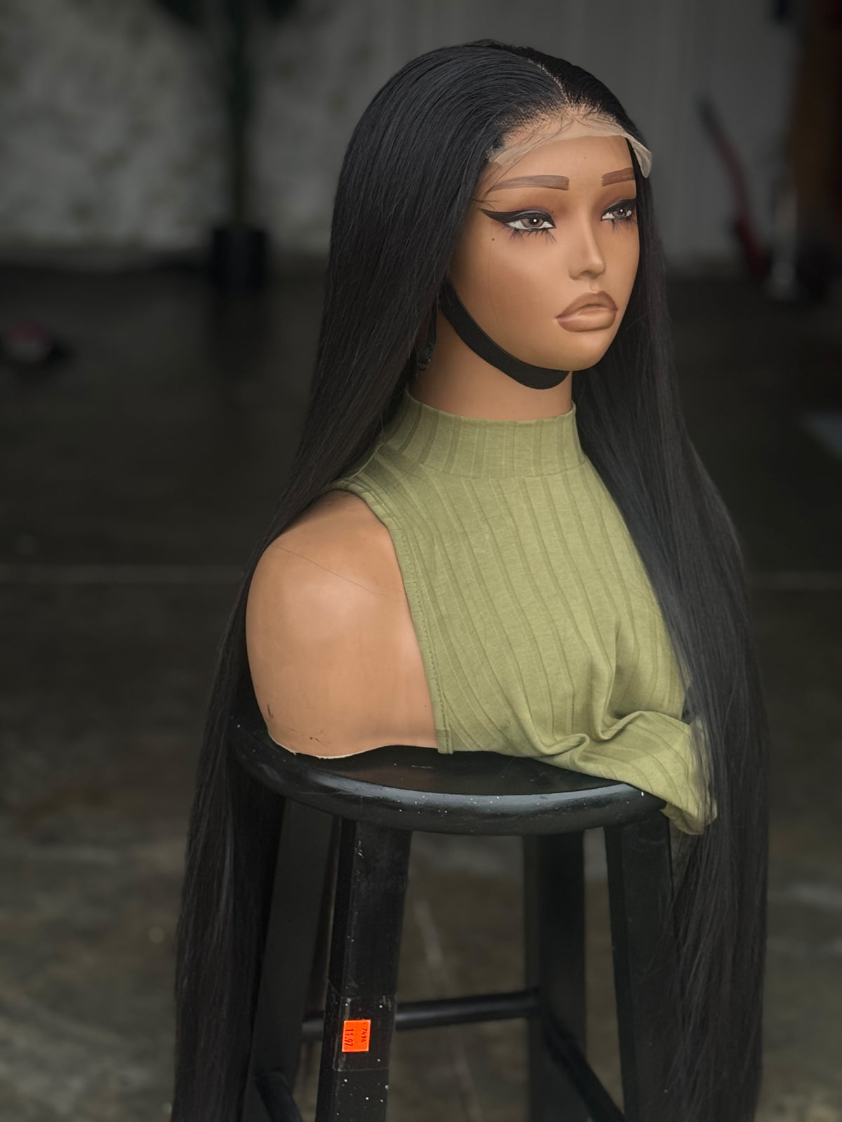 30" Bone Straight Glueless Wig | Human Hair Blend (Natural Black)