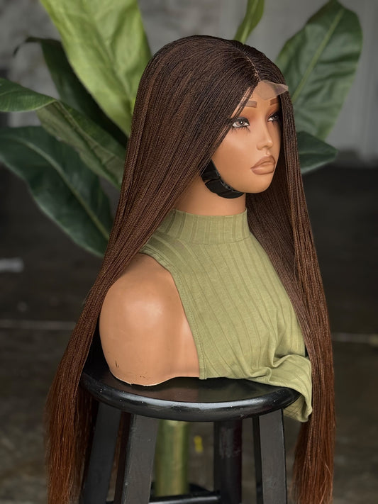 Ready to Ship 26/28" Very Lightweight Nano Million Braids Glueless Closure Wig | Color 30