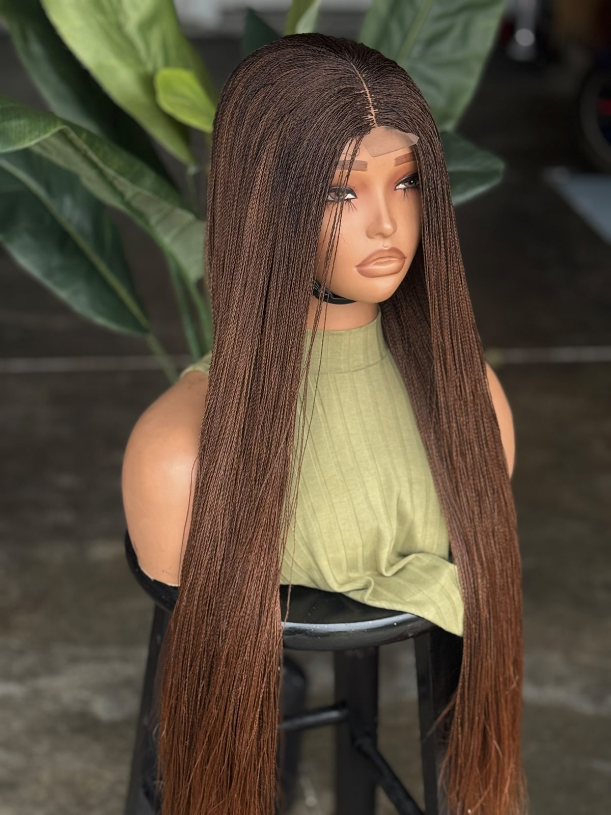 Ready to Ship 26/28" Very Lightweight Nano Million Braids Glueless Closure Wig | Color 30