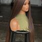 Ready to Ship 30" Bone Straight Glueless Closure Wig | Hair Blend (Brown Mix)