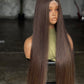 Ready to Ship 30" Bone Straight Glueless Closure Wig | Hair Blend (Brown Mix)