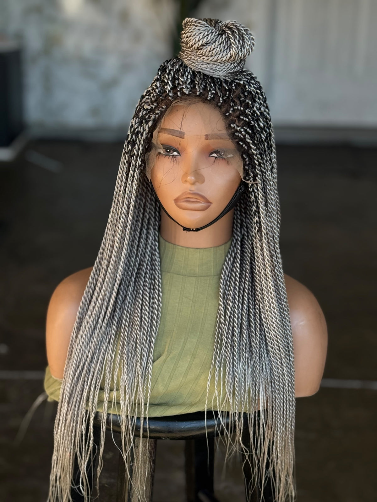 18" Senegalese Twist Frontal Glueless Wig | Preorder (Salt & Pepper)