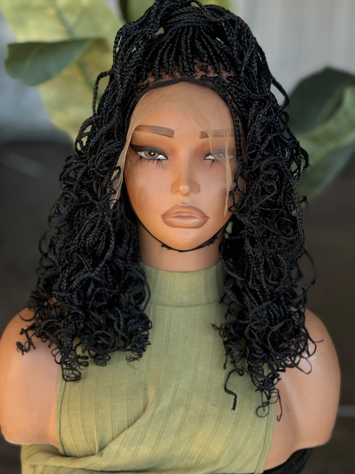 Ready to Ship 12" Box Braids Frontal Glueless Wig | Color 1B