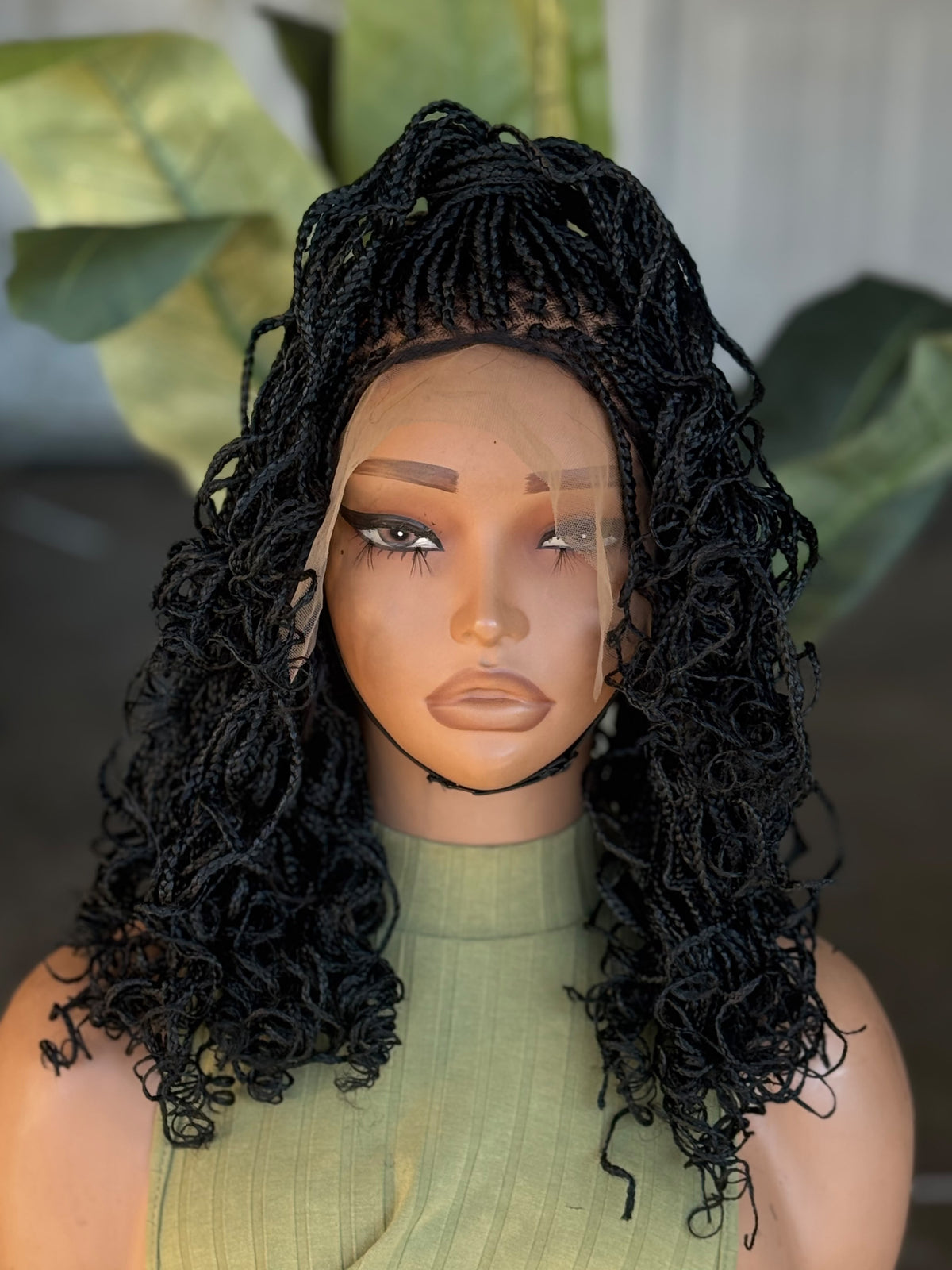 Ready to Ship 12" Box Braids Frontal Glueless Wig | Color 1B