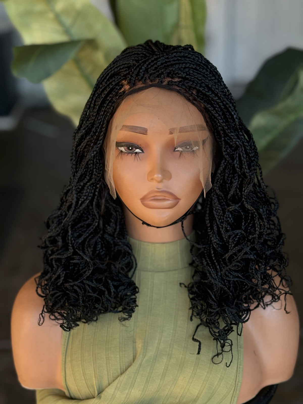 Ready to Ship 12" Box Braids Frontal Glueless Wig | Color 1B