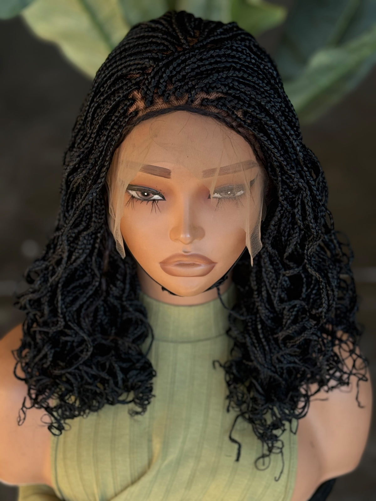 Ready to Ship 12" Box Braids Frontal Glueless Wig | Color 1B