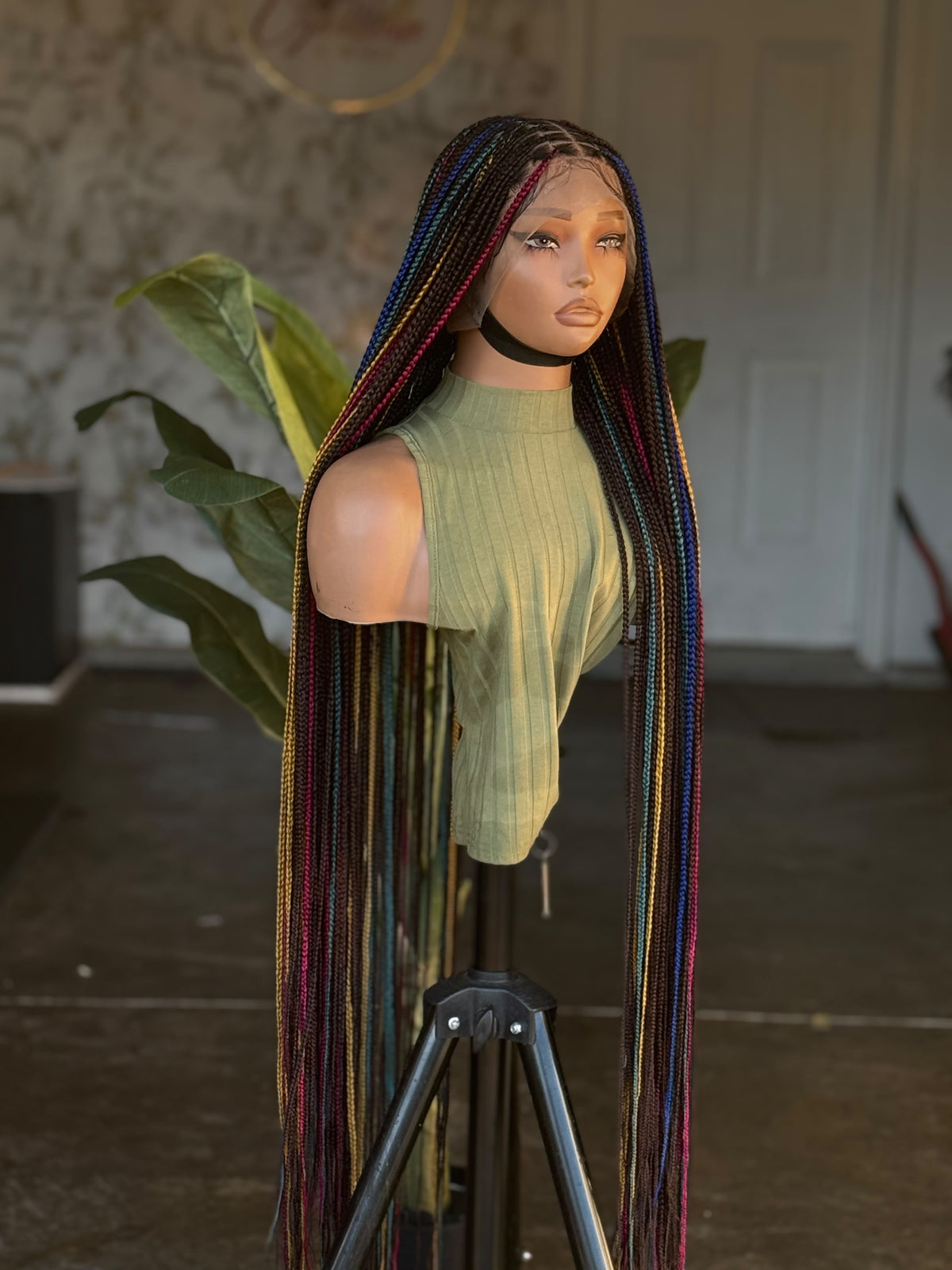 Ready to Ship 40" Multi-Color Knotless Braids Full Lace Glueless Wig