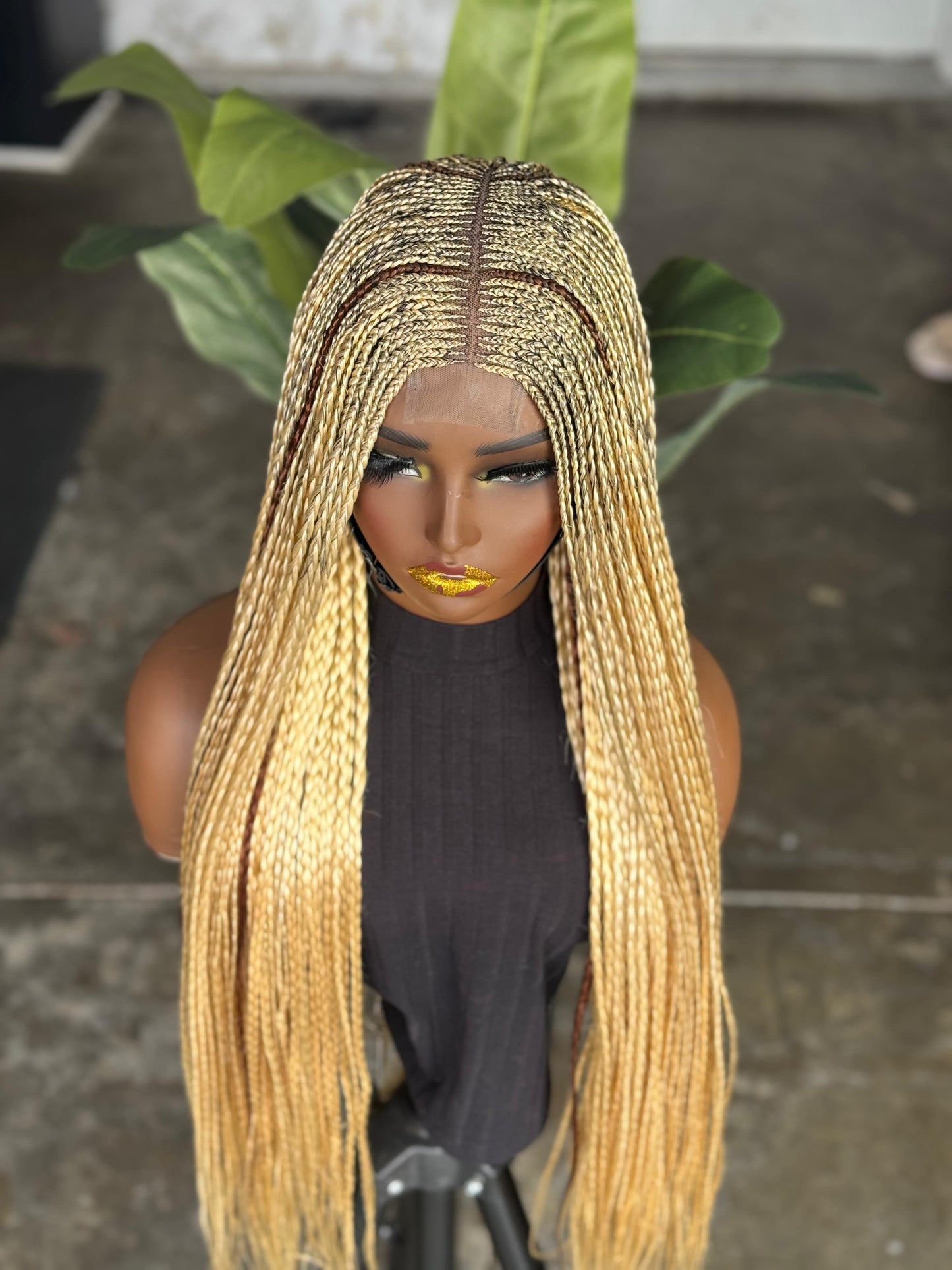 Pre Order: Closure Loose Braids Cornrow Wig 28/30 Inches Human Lace