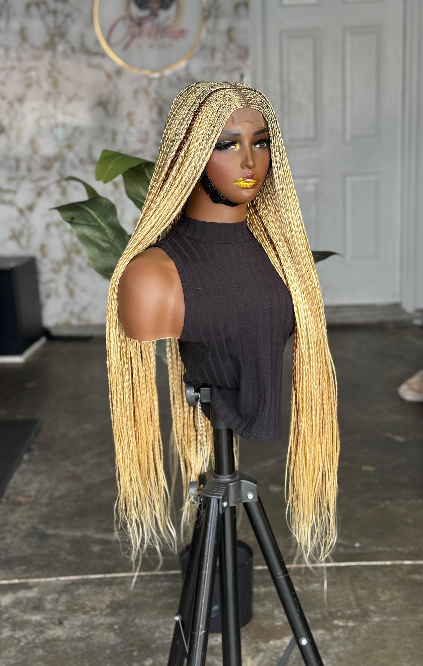 Pre Order: Closure Loose Braids Cornrow Wig 28/30 Inches Human Lace