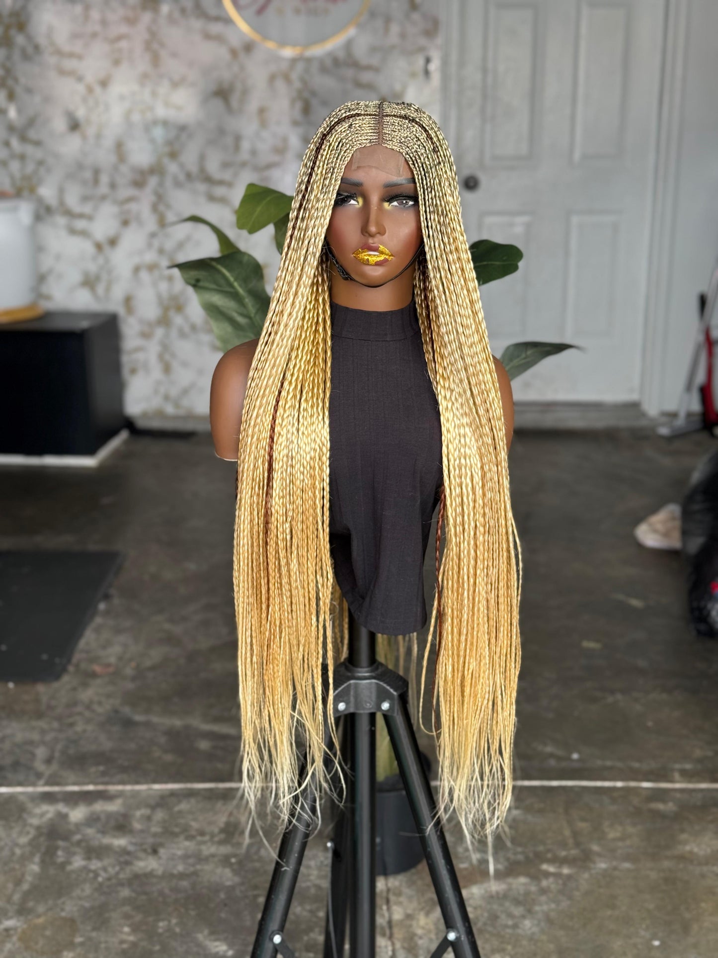 Pre Order: Closure Loose Braids Cornrow Wig 28/30 Inches Human Lace