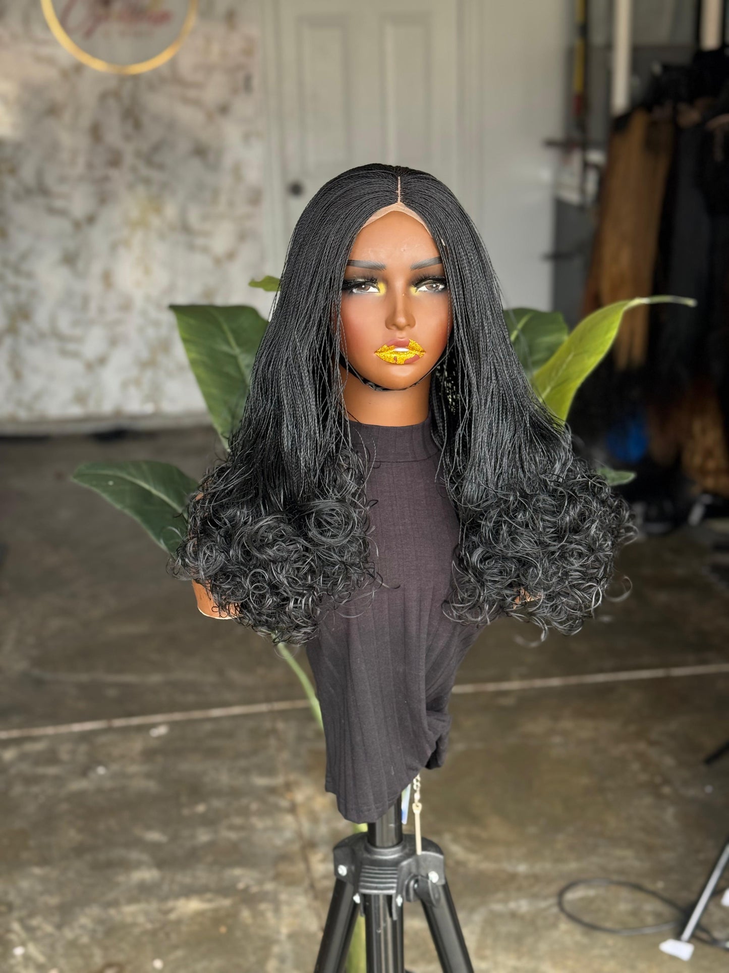 Made to Order: Amena Wig: 22" Black 4x4 Closure