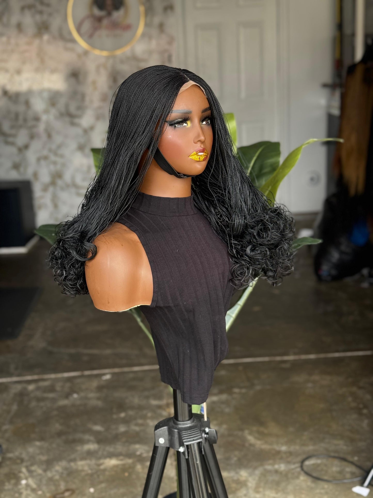 Made to Order: Amena Wig: 22" Black 4x4 Closure