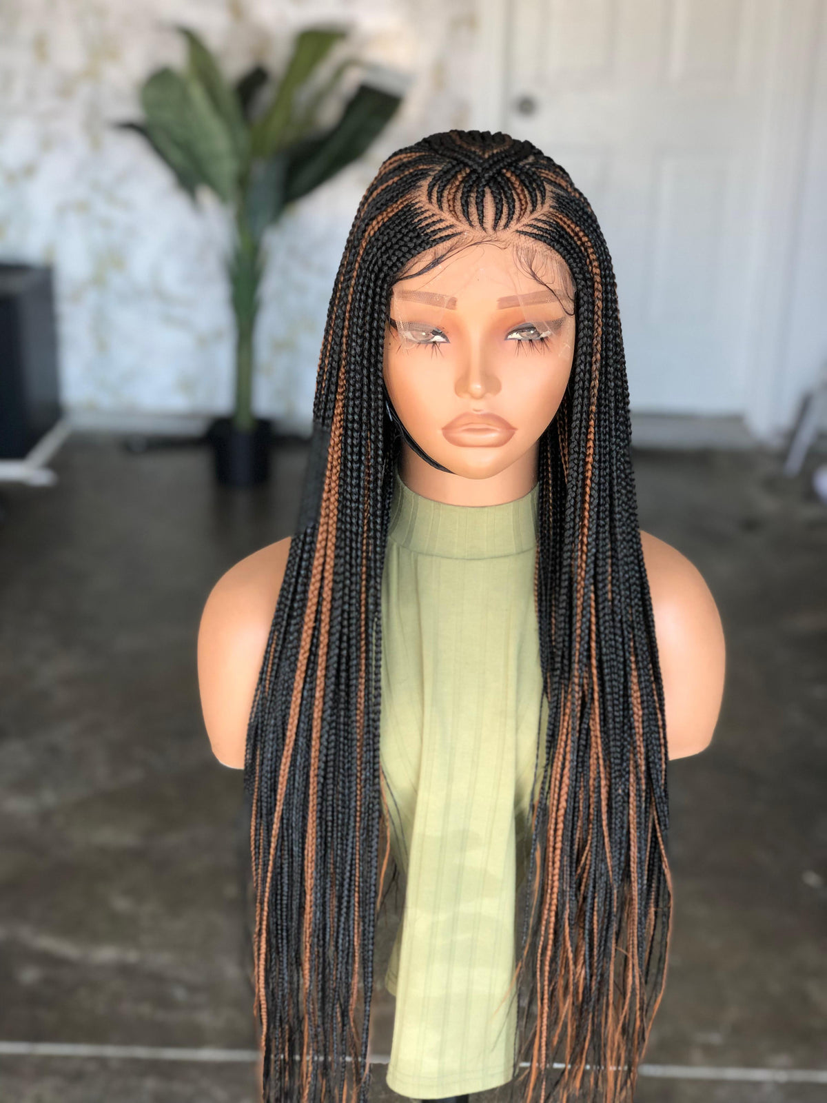 Made to order Closure Glueless Cornrow Wig | 22"/24" Inches