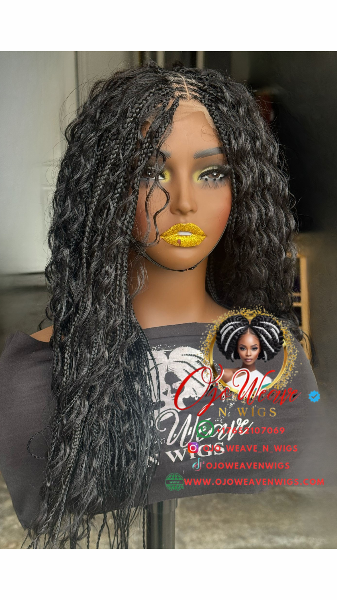 Boho Wig with 5x5 Closure - 18" - 1B : Made to Order