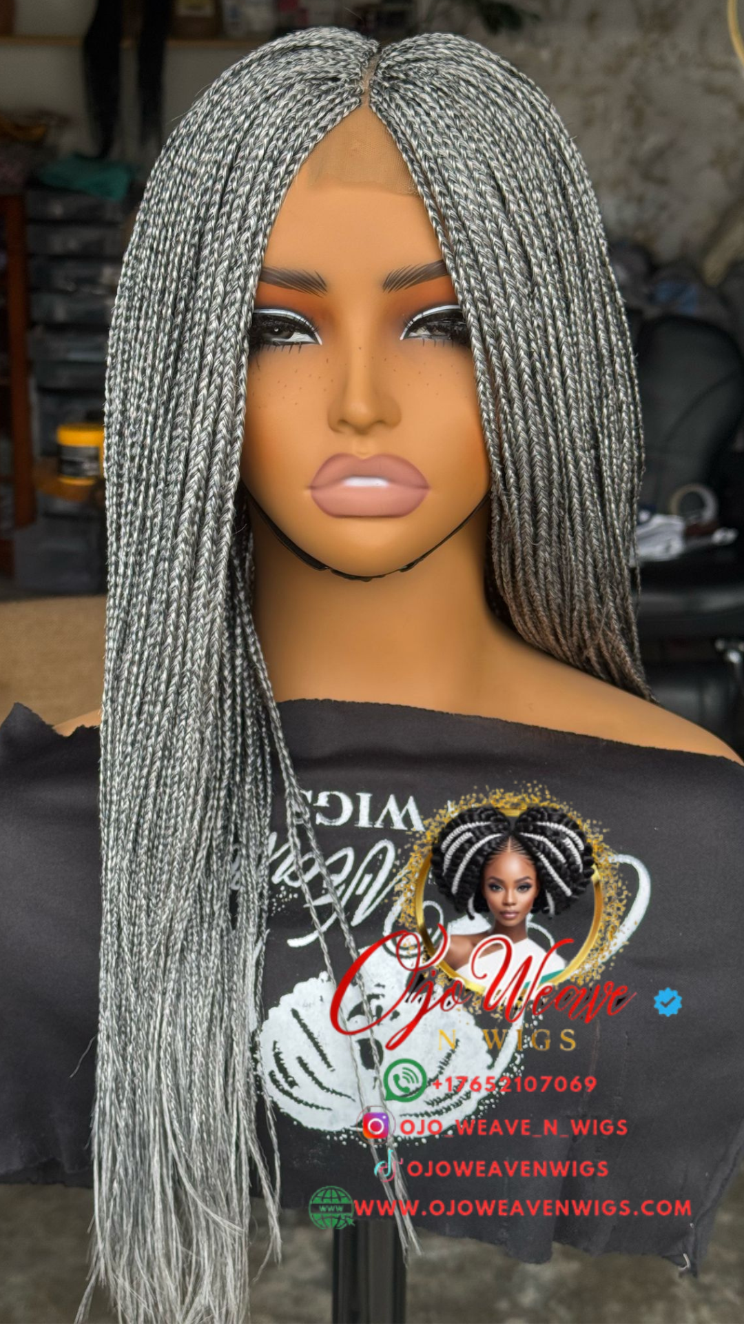 Liz Unit: 14" Grey Micro Braid Wig - Pre Order