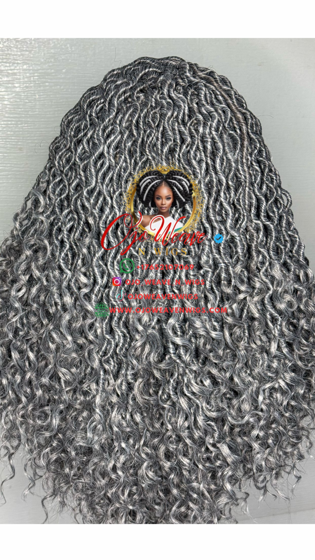 Monica Unit 14 Inch Grey Crochet Wig: Made to Order