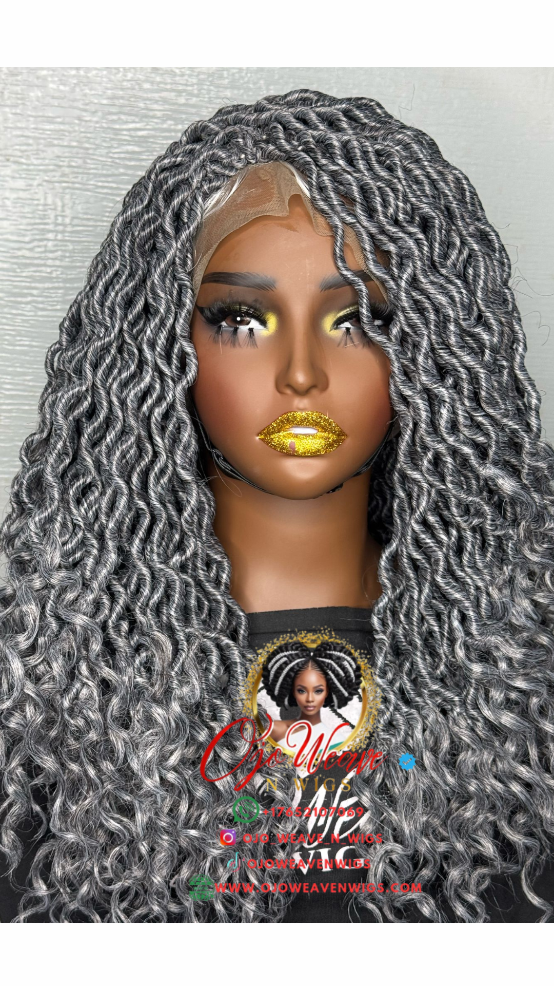Monica Unit 14 Inch Grey Crochet Wig: Made to Order