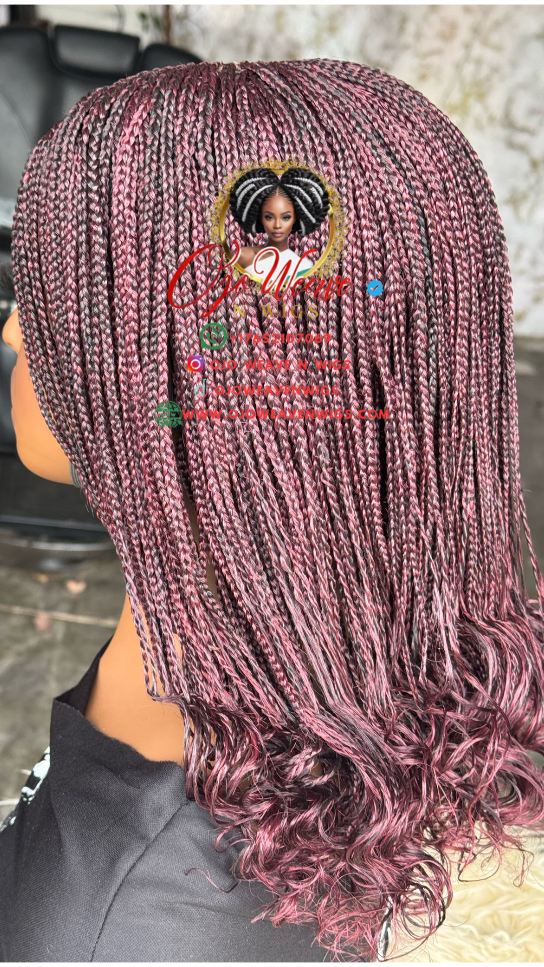 Bianca Burgundy Curl Wig - Made to Order