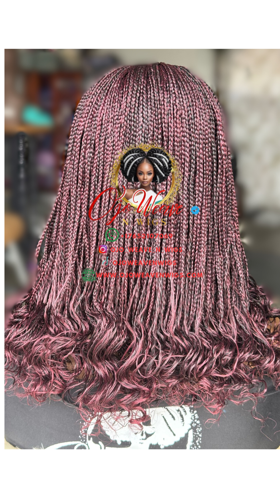 Bianca Burgundy Curl Wig - Made to Order