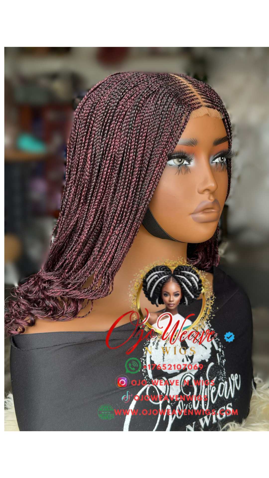 Bianca Burgundy Curl Wig - Made to Order