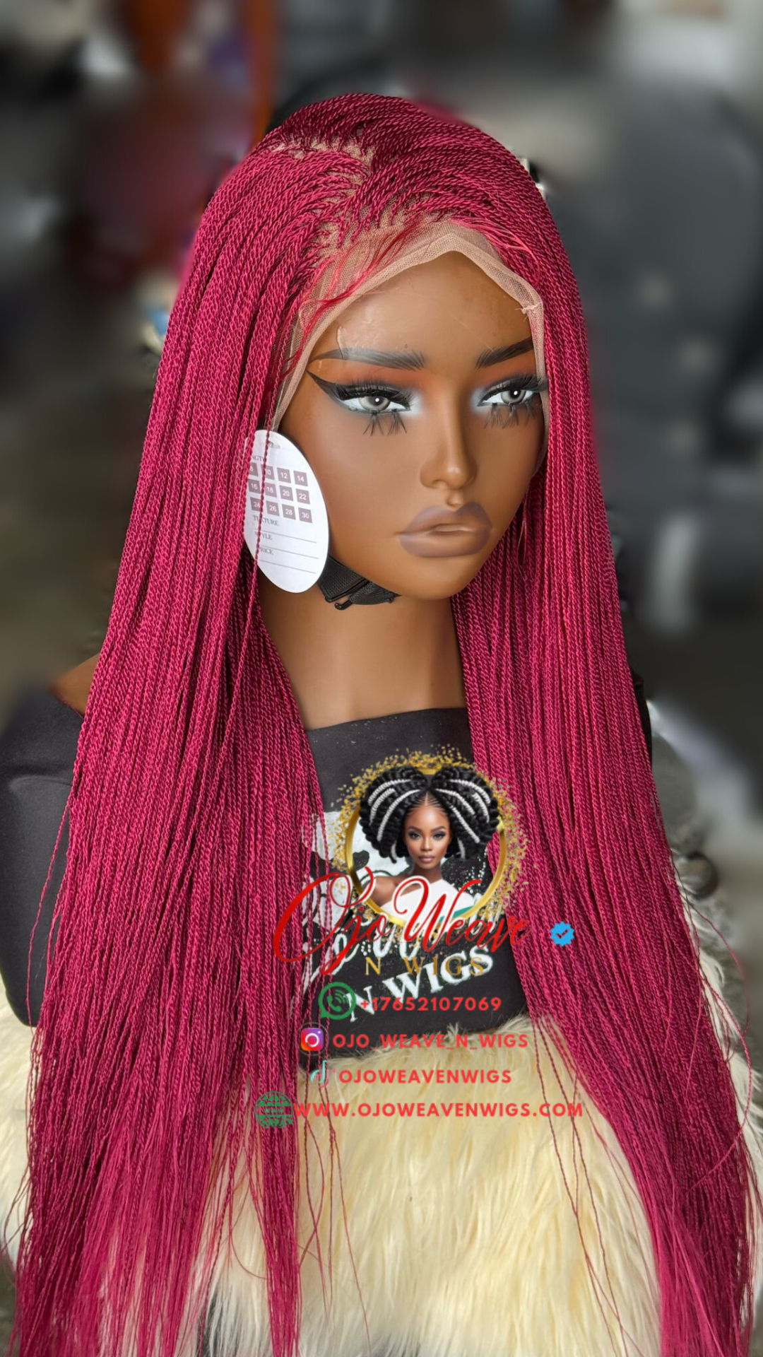 Flaky Unit - 360 Lace Micro Twisted Wig: Color Burgundy