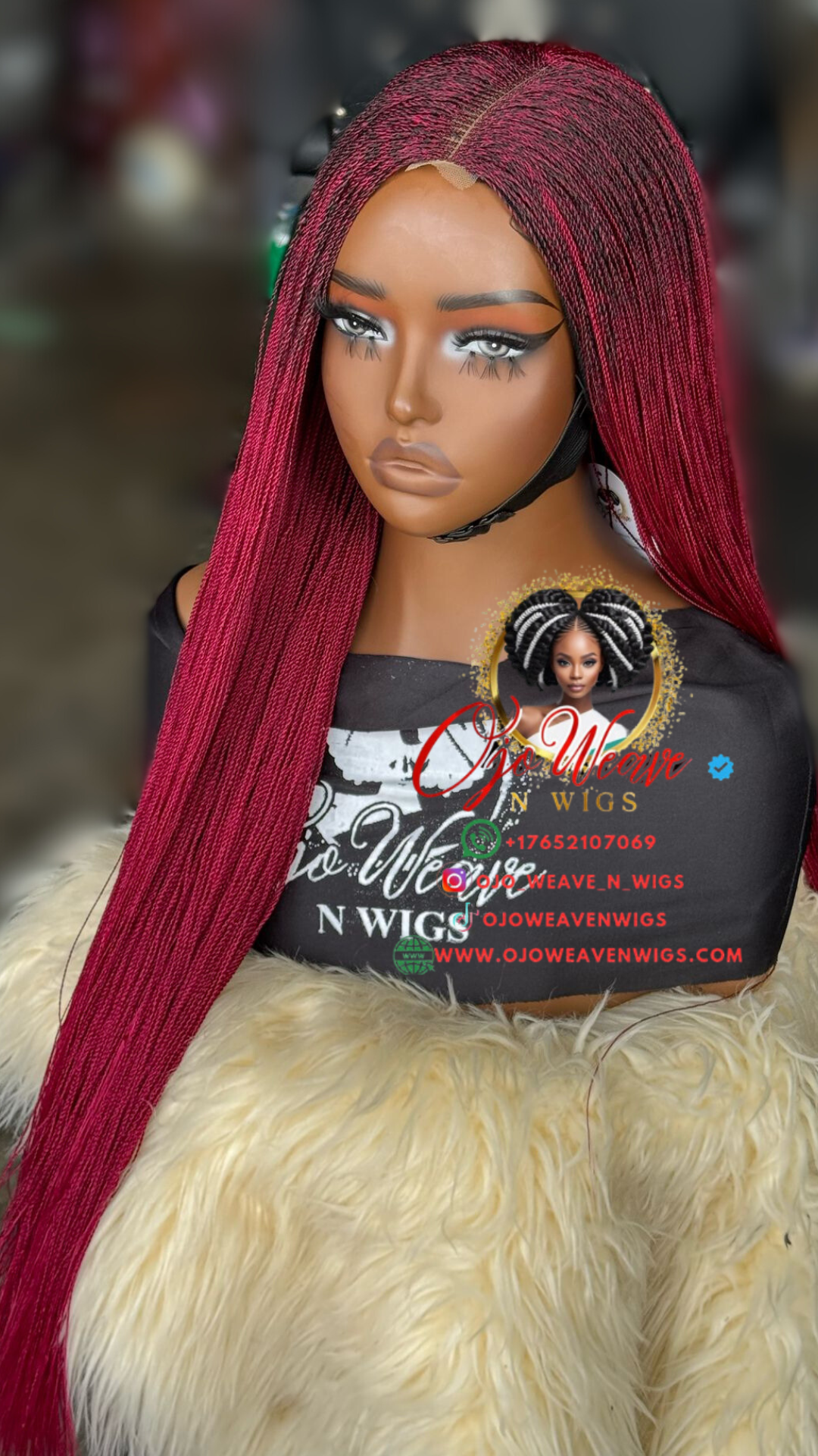 Burgundy Esther Closure Wig - Ready to Ship