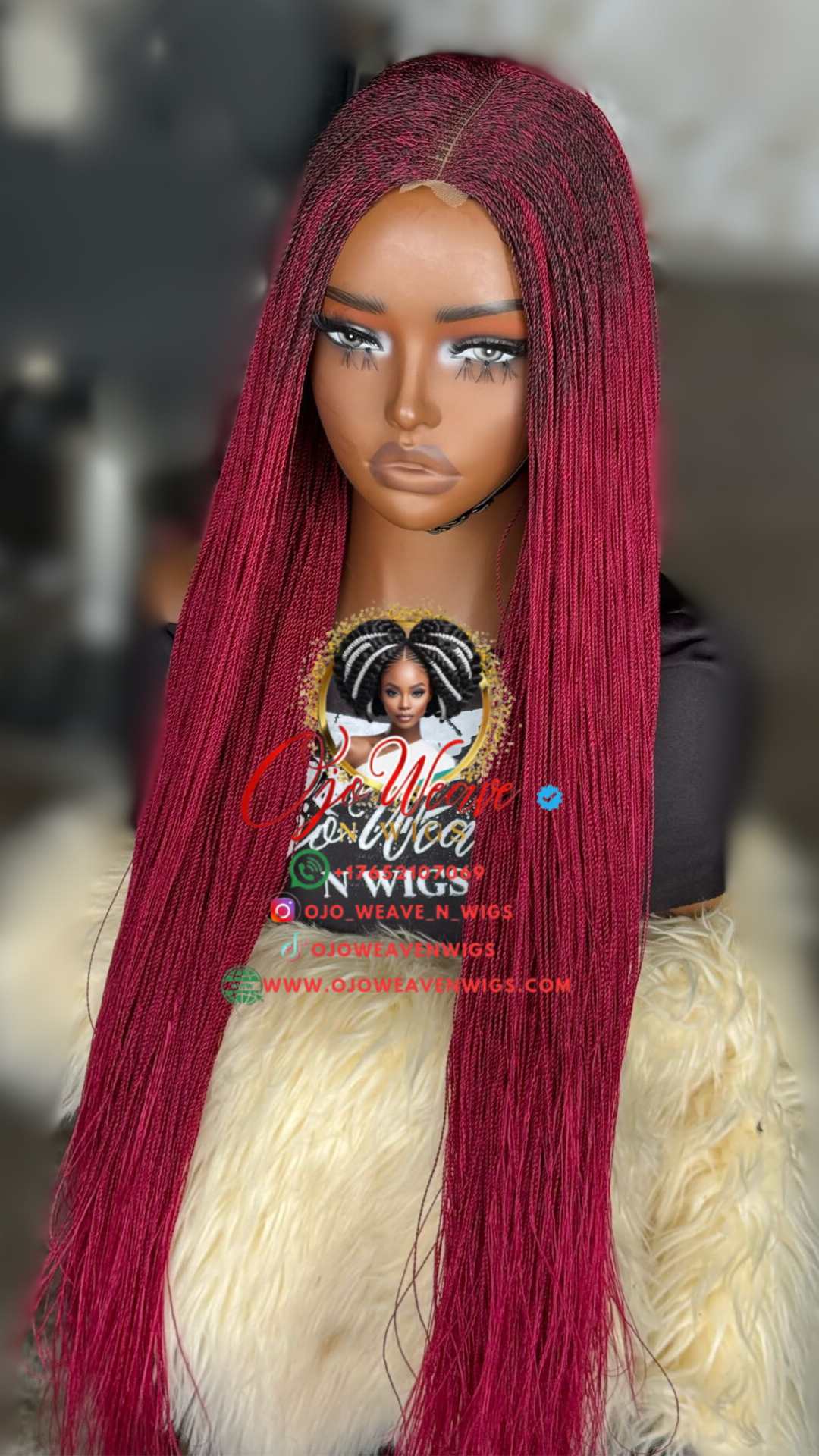 Burgundy Esther Closure Wig - Ready to Ship