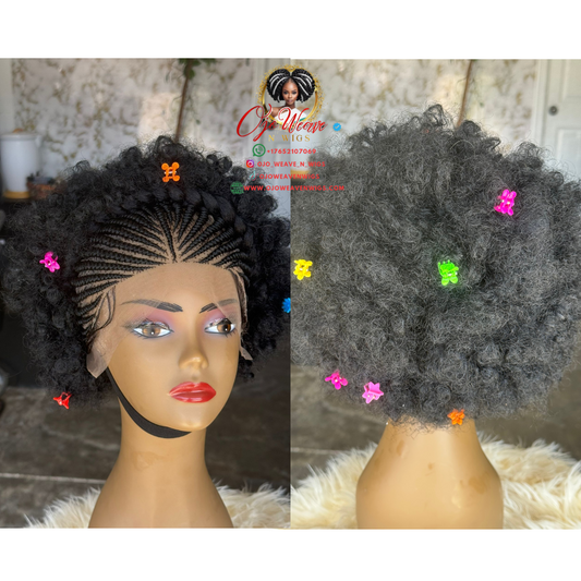 Kids Glueless Afro Cornrow Wig