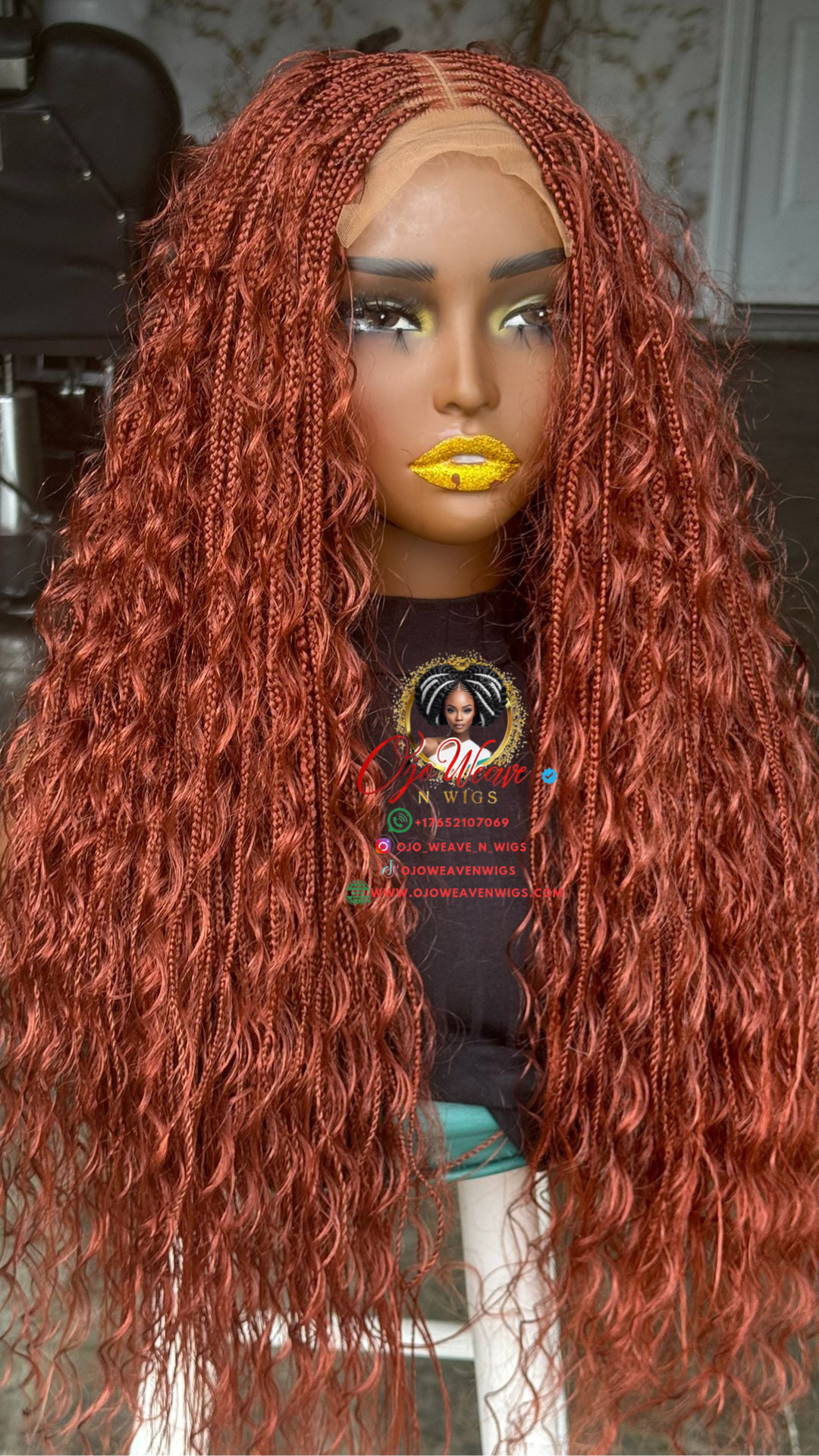 Ready to Ship: 24-Inch Ginger Boho Closure Wig