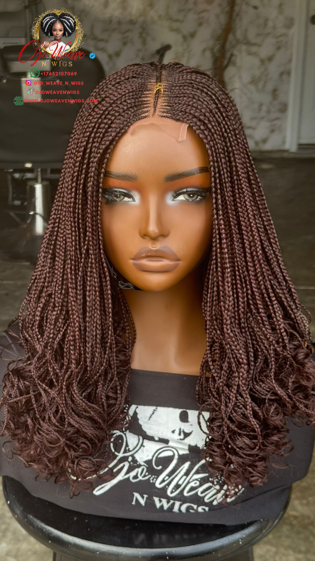 Ready to Ship: Fulani Braids Closure Wig 14/16 inch, Color 33