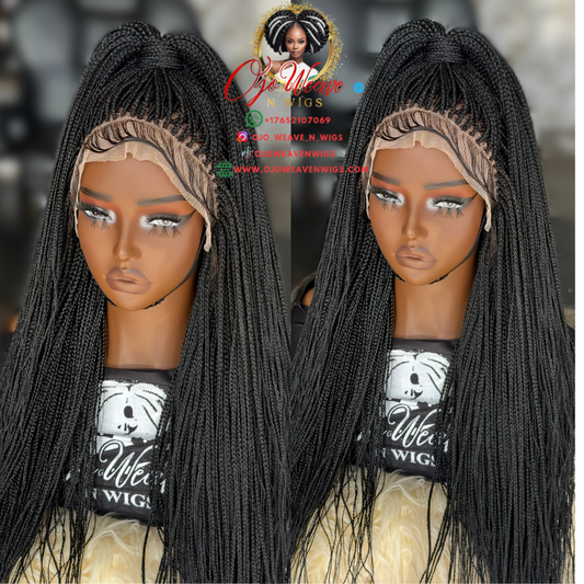 Sara Frontal Micro Black Wig: made to order