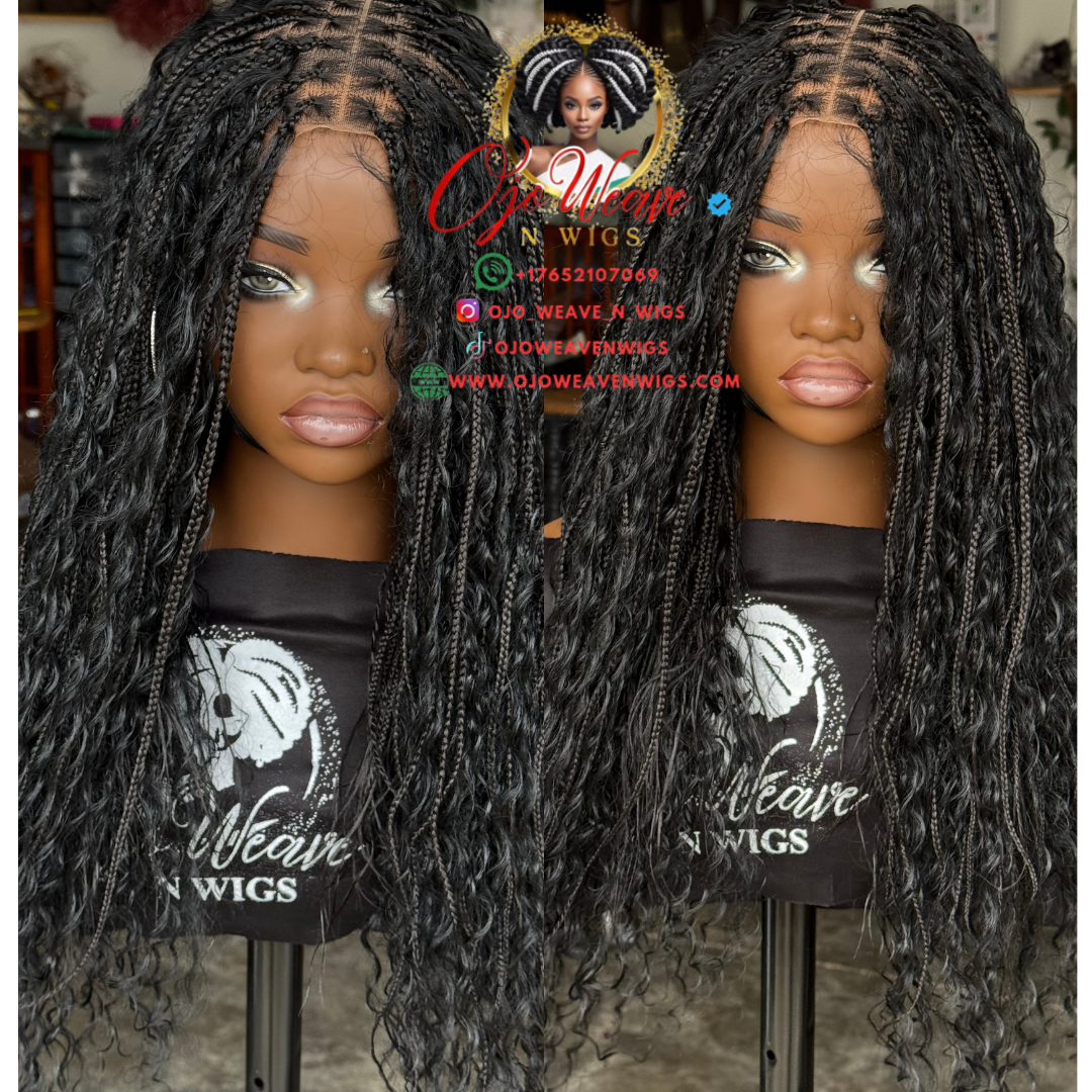 Boho Black Wig Ready to Ship 18inch
