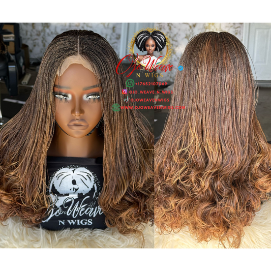 Amena Highlighted Micro Twist Wig - made to order