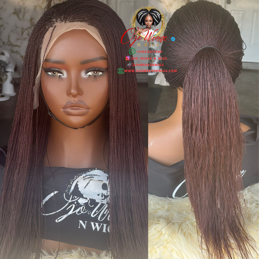18/20" Color 33 Brown Micro Frontal Wig - 13x6 Ready to Ship