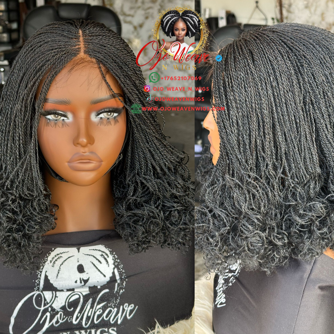 Amanda with Closure Micro Braid Wig Ready to Ship