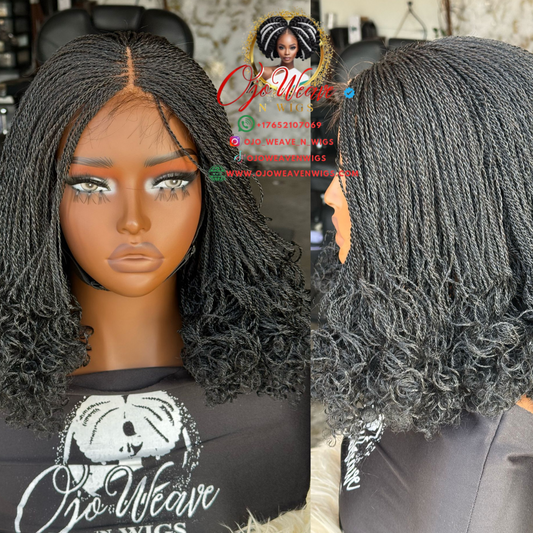 Amanda with Closure Micro Braid Wig Ready to Ship
