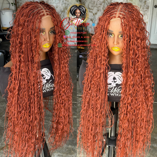 30 Inch Ginger Color Boho Wig - Made to Order
