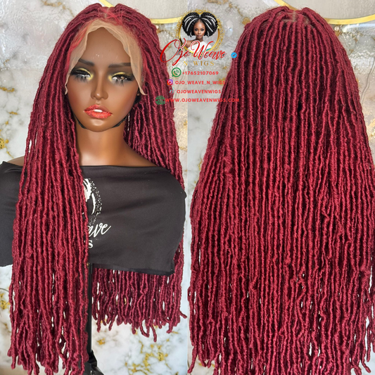 Nini Burgundy Fox Locs Wig: 26 Inches of Elegance Ready to Ship