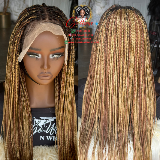 20" Asake Frontal Knotless Braids - Human Hair Lace Ready to Ship